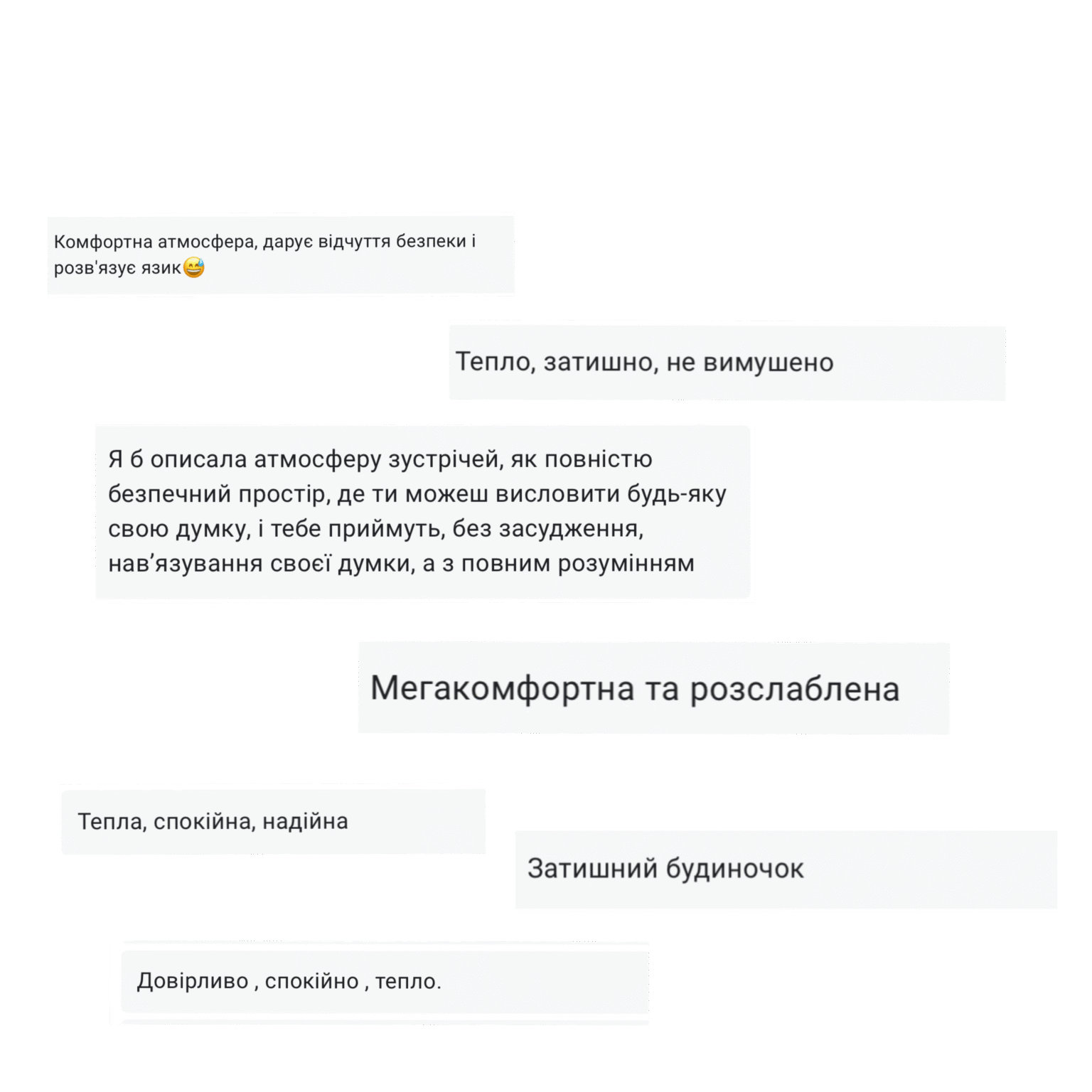 Відгуки клієнтів — атмосфера зустрічей